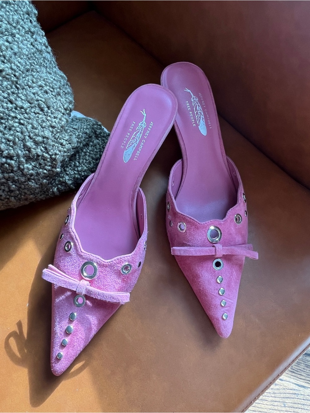 Jeffrey Campbell x Free People Arabella Heels Berry Pink Suede 6.5 - Picture 3 of 8